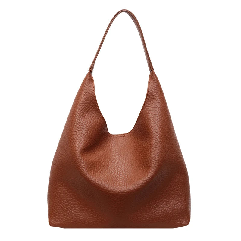 Large High-Capacity Retro PU Leather Hobo Shoulder Bag for Women – Bucket Purse