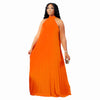 Plus Size Halter Bandage Sleeveless Maxi Dress – Hollow-Out Split A-Line Evening Gown