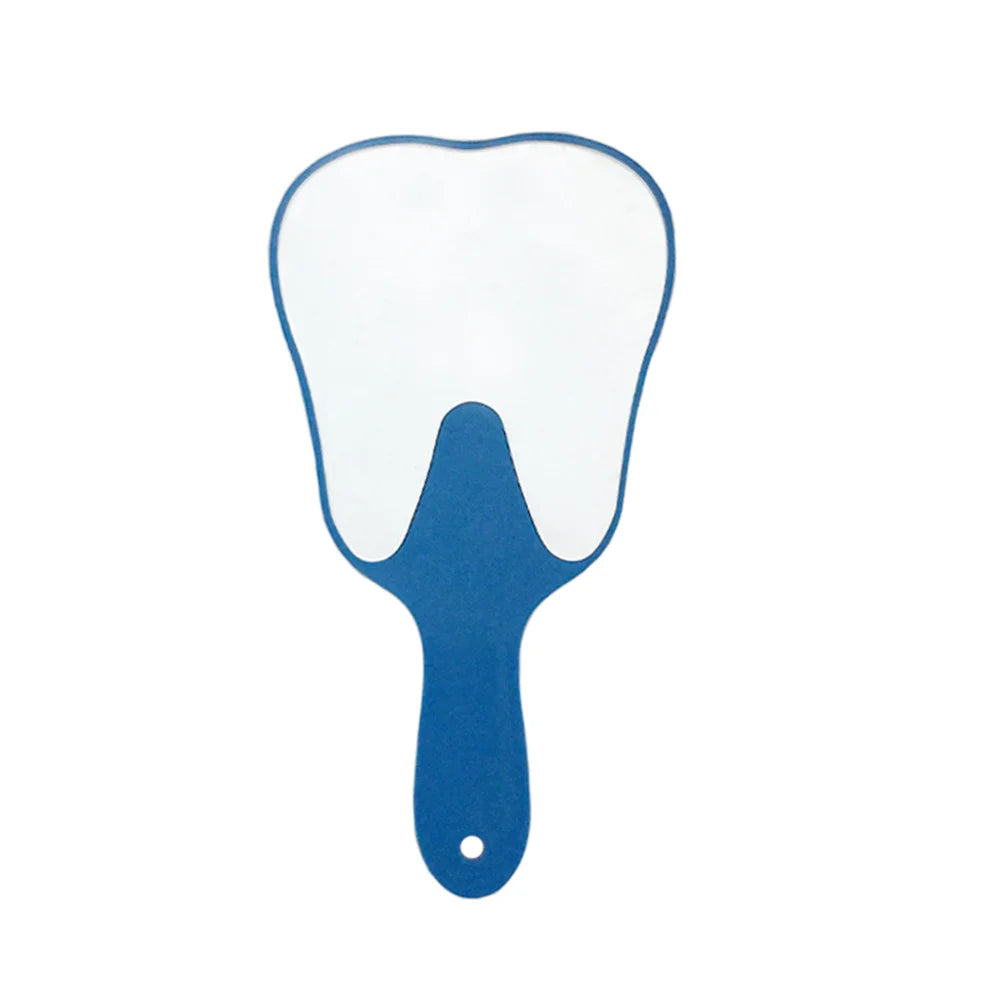 Unbreakable PVC Tooth-Shaped Hand Mirror with Handle - Dental Exam & Makeup Mirror, 24.5 x 13.5 cm (9.6 x 5.3 in) - Assorted Colors