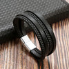 Classic Tiger Eye Beaded Multi-Layer Leather Bracelet for Men — Magnetic Clasp, Punk Style (19/21/23 cm | 7.5/8.3/9.1 in)