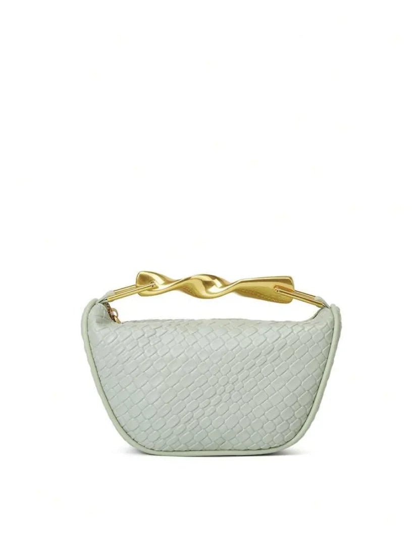 Women’s Half-Moon Woven Straw Shoulder Bag – Beach Crossbody Tote