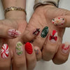 24-Pack Christmas Green Snowflake Press-On Nails with Rhinestones – Holiday False Nail Set for Women