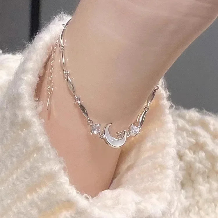 Pink Cherry Blossom Crystal Bracelet for Women & Girls – Bowknot Zircon Dainty Link Chain