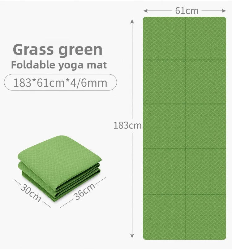 Foldable Yoga Mat Eco Friendly Tpe Folding Travel Fitness Exercise Double Sided Non-Slip For Pilates & Floor Workouts