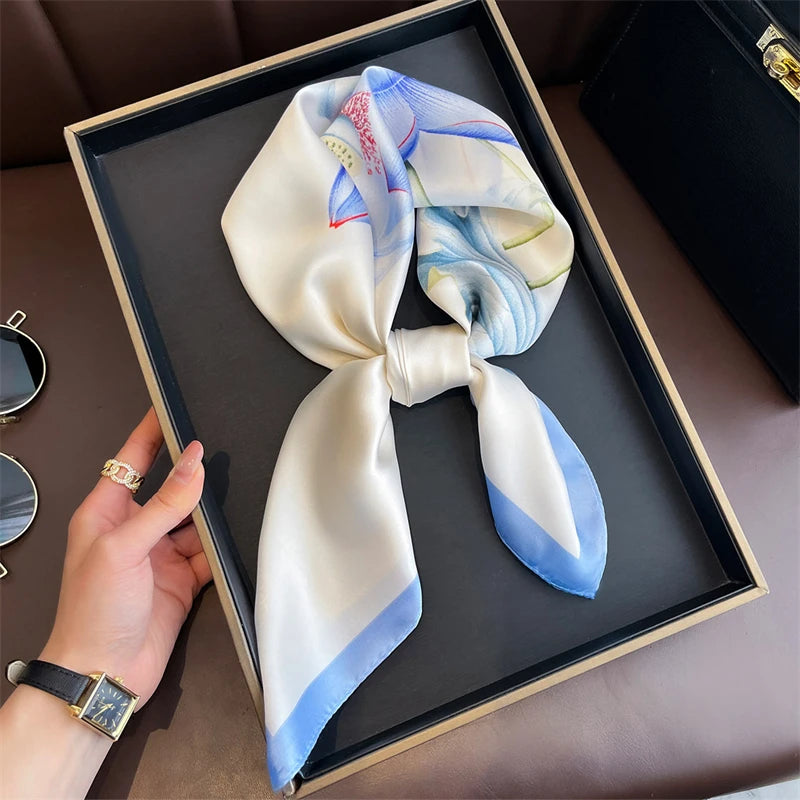 Bohemian Paisley Satin-Feel Polyester Square Scarf for Women 70×70 cm (27.6×27.6 in) – Neck, Hair, Bandana Shawl