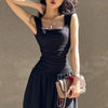 WhereMery Ruched Slip Maxi Dress – Sleeveless Square Neck Bodycon High-Waist Ankle-Length Summer Y2K Dress