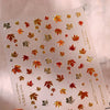 Gold Snowflake & Snowman 3D Self-Adhesive Christmas Nail Stickers with Rhinestones, 10.3 x 8 cm (4.06 x 3.15 in) Sheet