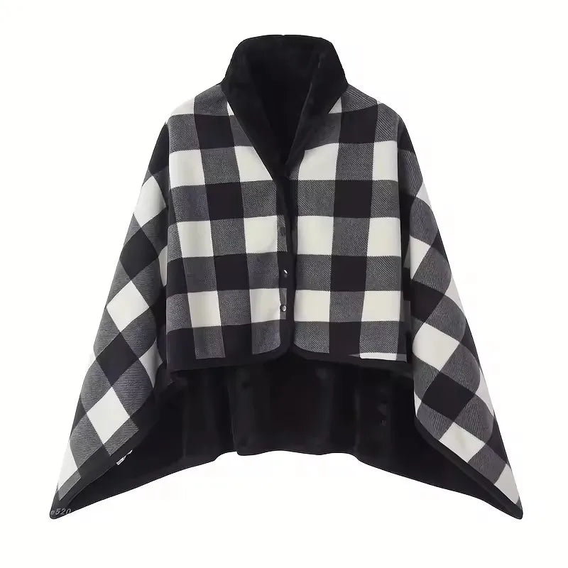Women's Flannel Wearable Shawl Blanket – Cozy Shoulder Throw for Office, Travel & Home