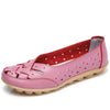Women's Plus Size PU Leather Loafers – Hollow Breathable Flat Casual Shoes (Sizes 3.5–16 / 22–28.5 cm)