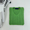 Women's Oversized V-Neck Cotton Knit Sweater - Long Sleeve Casual Pullover for Autumn Winter