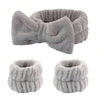 3-Piece Coral Fleece Makeup Headband & 2 Wrist Washbands Set - High Elastic Facial Headband, Multiple Colors