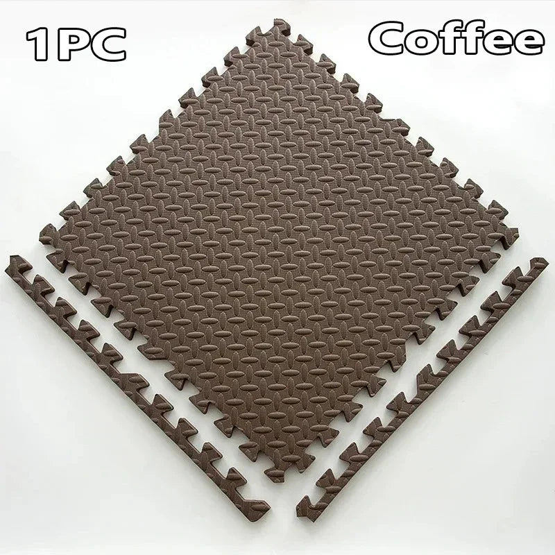 EVA Interlocking Floor Tile 30×30×1 cm (11.8×11.8×0.4 in) Leaf Texture Non-Slip Shock-Absorbing Gym, Yoga & Baby Play Mat