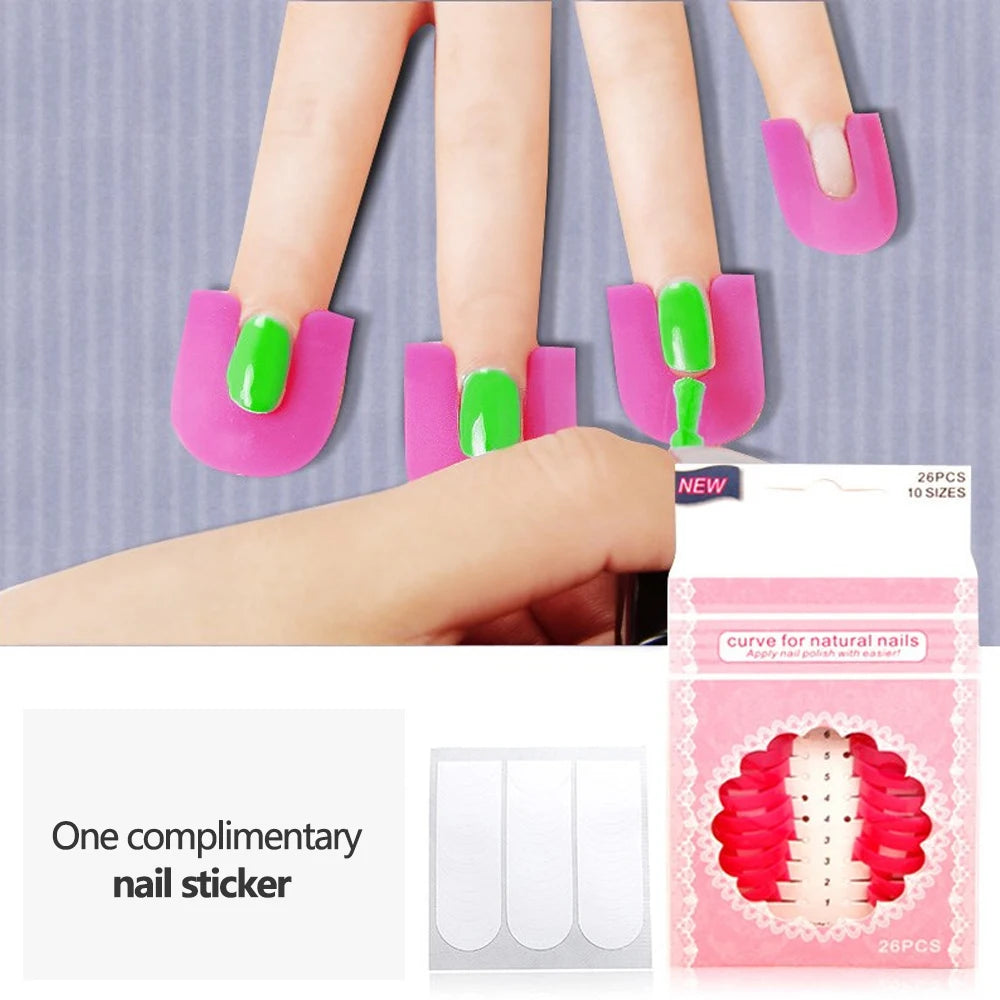 26-Pack Nail Polish Protectors — U-Shape Finger & Toe Guards, Soft Stretch Silicone Nail Art Shields