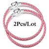 2-Pack Leather Chain Charm Bracelets with Beads – Handmade Couples Pulsera Jewelry (Unisex)