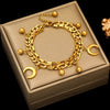 316L Stainless Steel Gold Starfish, Moon & Star Charm Bracelet for Women - Trendy Wrist Chain Gift