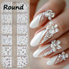 12-Grid Christmas Nail Charms Kit Red & Green Pearlescent Beads Rhinestones Mixed Sizes