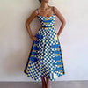 Women's Printed A-Line Maxi Dress - Spaghetti Strap Cold Shoulder High-Waist Slim Beach & Party Casual Vestidos