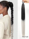YELOWTIM 28-Inch (70 cm) Synthetic Ponytail Extension with Elastic Band – Straight Braided DIY Hair Piece, Black/Brown