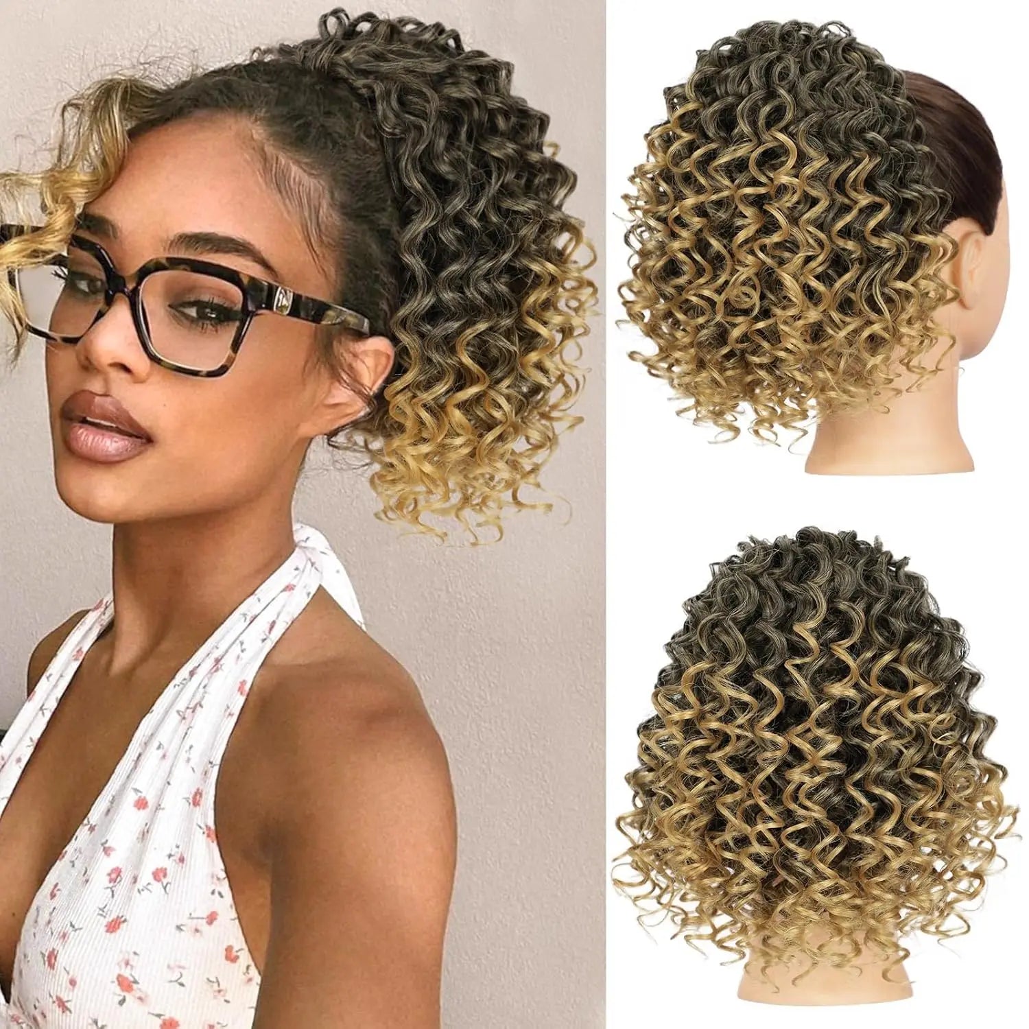 10-Inch (25 cm) Afro Kinky Curly Drawstring Ponytail Extension for Women - High-Heat Fiber