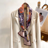 Women's Silk-Feel Printed Long Narrow Scarf 12 x 148 cm (4.7 x 58.3 in) - 50+ Colors | Headband & Shawl