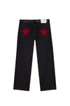 Y2K Vintage Patchwork Jeans for Women – Leopard & Star Print with Metal Rivets, Baggy Wide-Leg Casual Denim