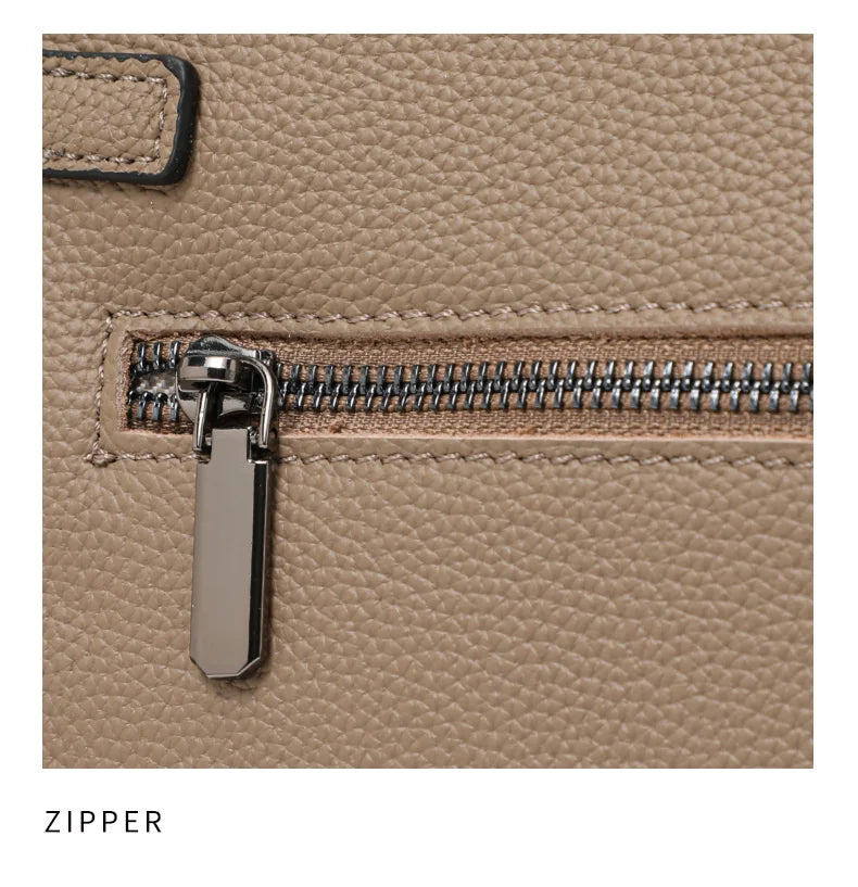 Genuine Leather Cowhide Tote Bag - Women's Hand & Shoulder Work Bag