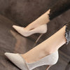 Women's Black Pointed Toe Thin Heel Pumps - Slip-On High Heels (5-8 cm)