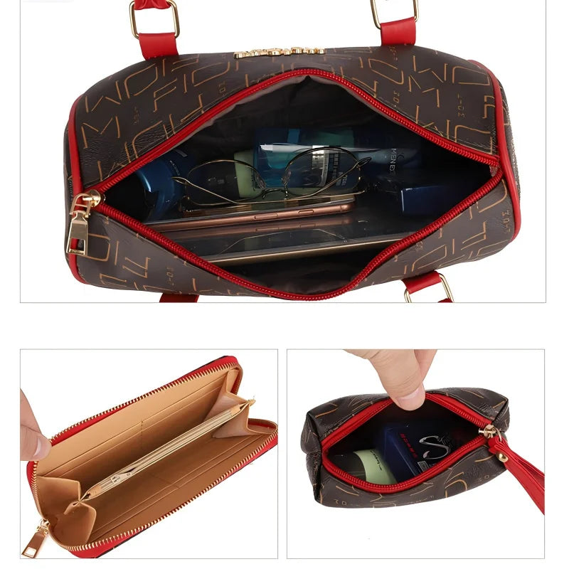 6-Piece Women’s Handbag Set – Shoulder Tote, Satchel, Top-Handle Boston Bag, Crossbody & Wallet