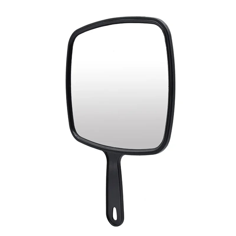 Professional Handheld Salon & Barber Mirror with Handle — Black, Large Viewing Surface