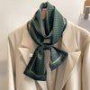 Women's Silk-Feel Printed Long Narrow Scarf 12 x 148 cm (4.7 x 58.3 in) - 50+ Colors | Headband & Shawl