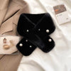 Women's Thick Faux Rabbit Fur Cross Collar Scarf - Winter Neck Warmer Soft Furry Solid Color Shawl
