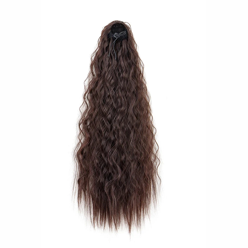 22-Inch (56 cm) Kinky Curly Drawstring Clip-In Ponytail - Long Synthetic High-Temperature Fiber Hair Extension for Women