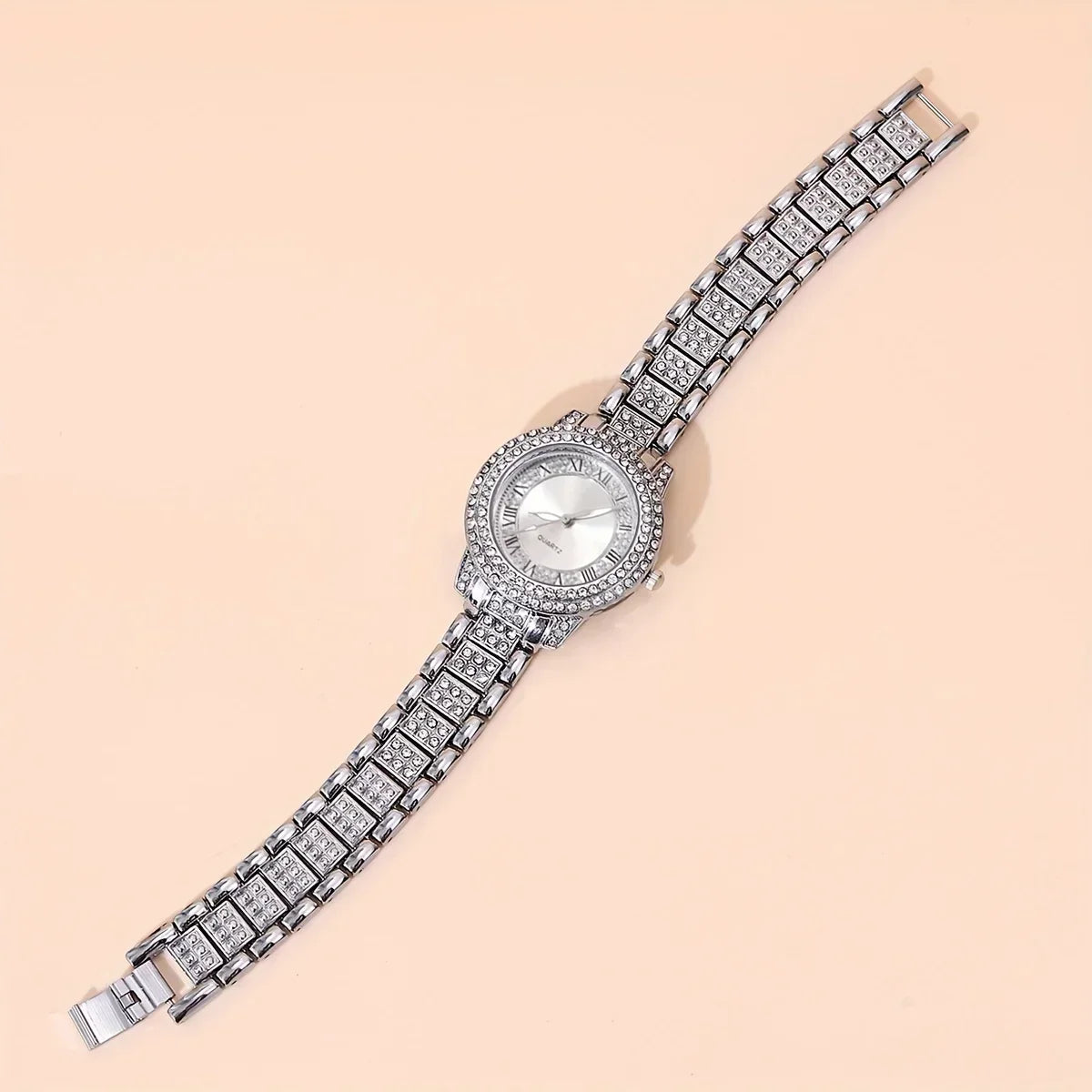 Women's Gold-Tone Rhinestone Quartz Dress Watch Alloy Bracelet Wristwatch