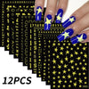 12-Pack Cartoon Stitch Angel Nail Stickers Kawaii Nail Art Decals for Kids Manicure