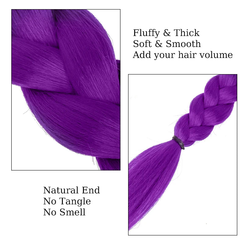 Clip-In Braided Purple Ponytail 26in (66cm) Synthetic Hair Extension for Kids Girls Costume Halloween & Christmas
