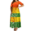 Women's Summer Puffed Sleeve Ankle-Length Printed Loose Casual Party Dress