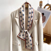 Women's Silk-Feel Printed Long Narrow Scarf 12 x 148 cm (4.7 x 58.3 in) - 50+ Colors | Headband & Shawl