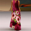 Vintage Print Boho Maxi Dress – Sleeveless V-Neck A-Line Beach Sundress with Pockets