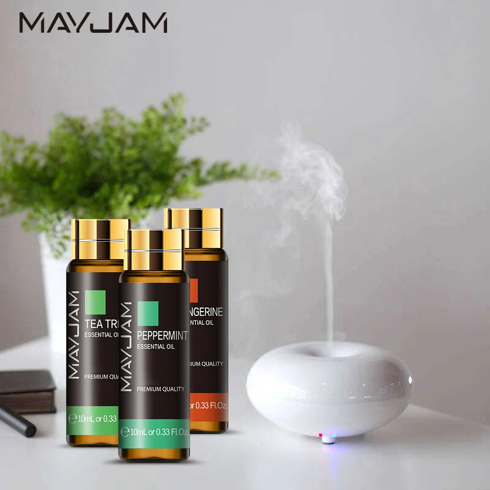MAYJAM 10ml Pure Essential Oil with Dropper – Aromatherapy Diffuser & Humidifier Oil (Lavender, Eucalyptus, Vanilla, Sandalwood, Camphor) – Gift Box