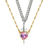 Heart and Sword Couple Necklace Set - Vintage Pendant Collarbone Chain for Women, Couples Gift