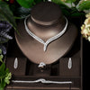 Classic Rectangular Cubic Zirconia Bridal Necklace and Earring Set CZ Wedding Jewelry