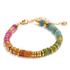 Colorful Natural Stone Beaded Bracelet - Handmade Stainless Steel Chain Bangle, Waterproof Boho Y2K Gift for Women