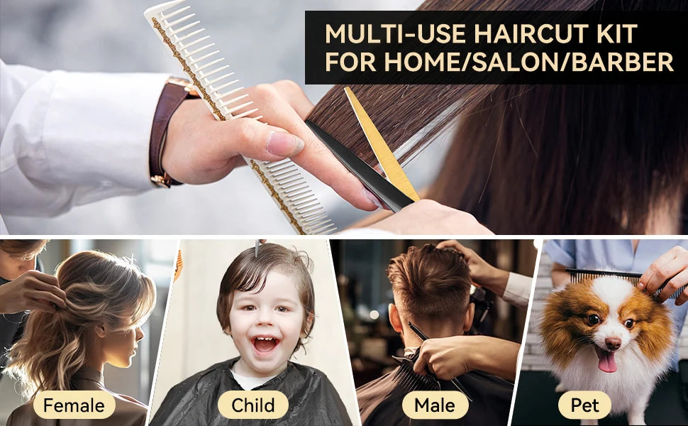 12-Piece Professional Hair Scissor Set – 6.75 in (17 cm) 4Cr13 Stainless Steel Barber Cutting & Thinning Shears