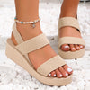 Women's Black Low Heel Platform Sandals - Anti-Slip Soft Sole, Elastic Strap Casual Sandals