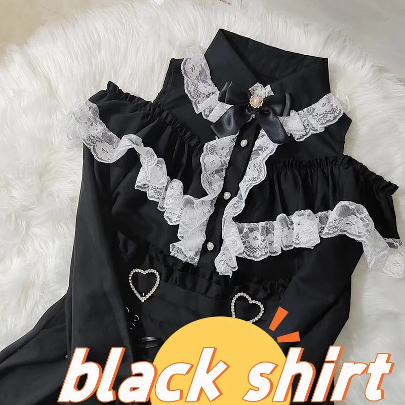 Kawaii Jirai Kei Lolita Y2K Peter Pan Collar Blouse Long Sleeve Cute Japanese-Style Aesthetic Top