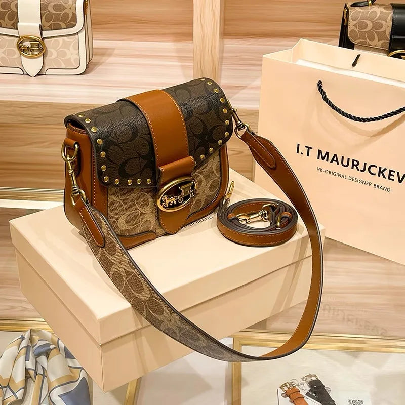 Minimalist Contrast Color Small Box Crossbody Bag for Women High-End Portable Satchel