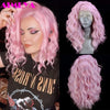 Short Wavy Lace Front Synthetic Wig for Women — 12–18 in (30–46 cm) Cosplay Bob in Silver, Brown, Pink, Blue