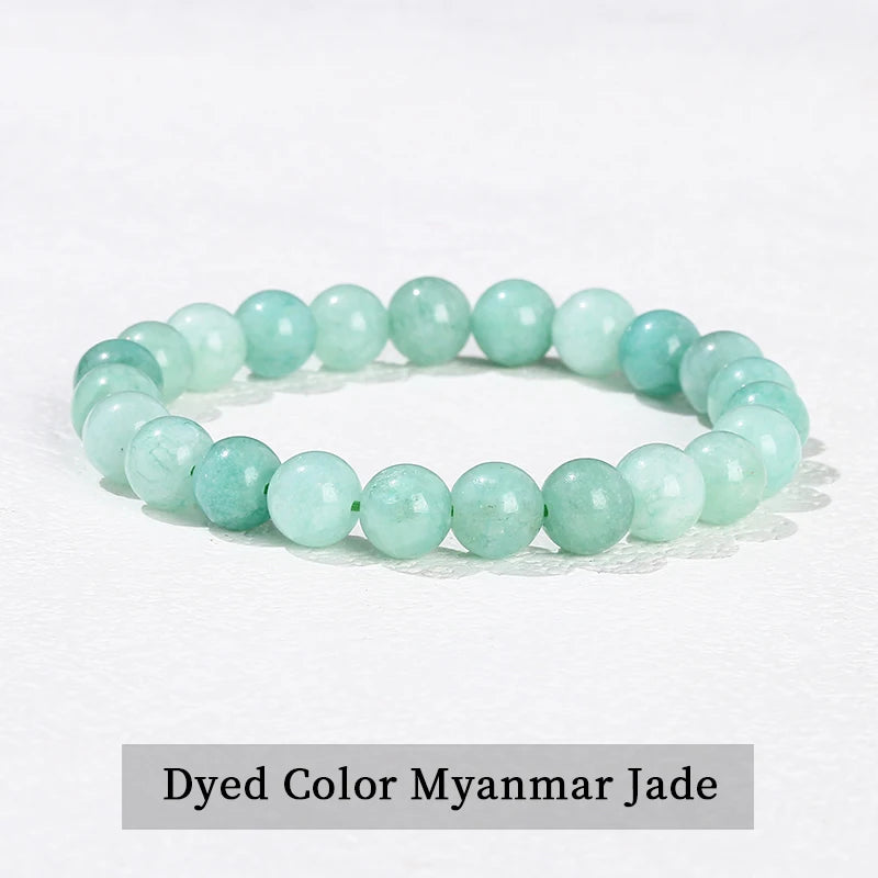 Natural Stone Beaded Bracelet 6/8/10mm — Obsidian Fluorite Quartz Jasper Stretch Yoga Bracelet for Women & Men