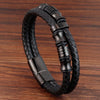 Braided Leather Rope Bracelet with Stainless Steel Magnetic Clasp, Unisex Charm Bangle — 21 cm (8.3 in)
