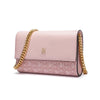 Women's Chain Crossbody Bag – Light Luxury Sequined Letter Flap Clutch with Adjustable Chain Strap